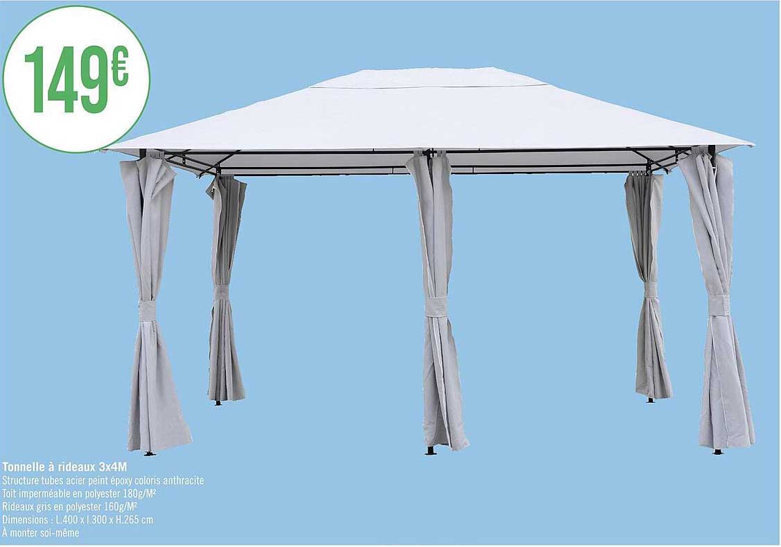 Tonnelle à Rideaux 3 X 4 M