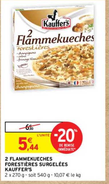 2 flammekueches forestières surgelées kauffer's