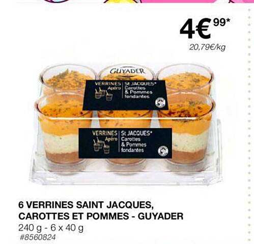 6 verrines saint jacques carottes et pommes - guyader