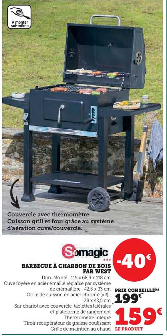 barbecue à charbon de bois far west somagic