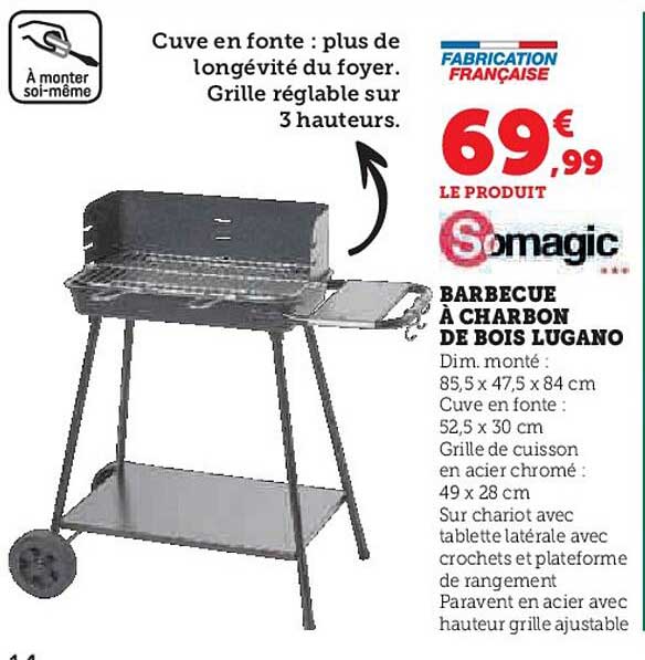 barbecue à charbon de bois lugano somagic