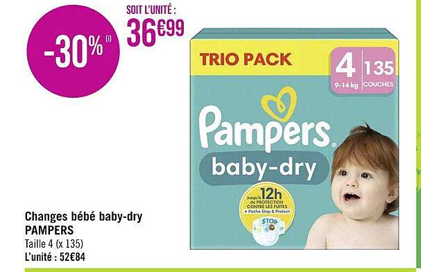 changes bébé baby-dry pampers