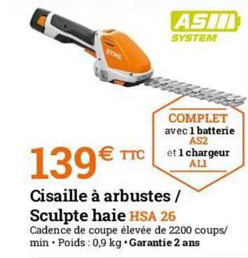 cisaille à arbustes/sculpte haie hsa 26
