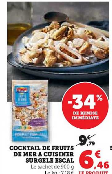 cocktail de fruits de mer à cuisiner surgelé escal