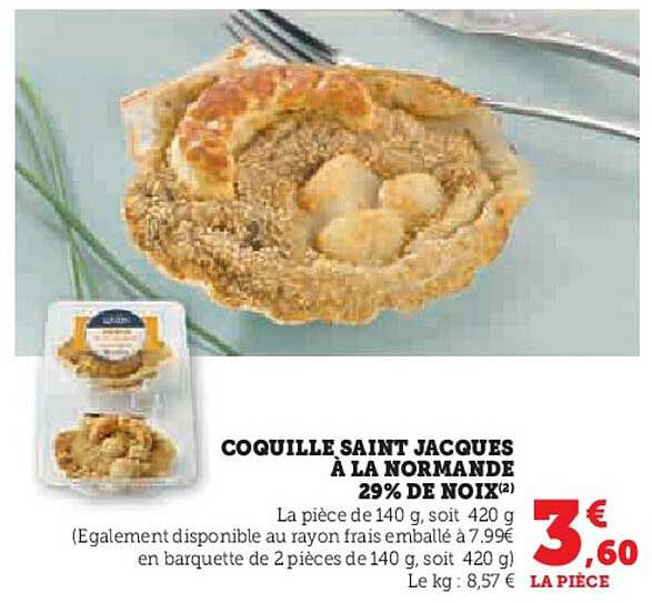 coquille saint jacques à la normande 29% de noix