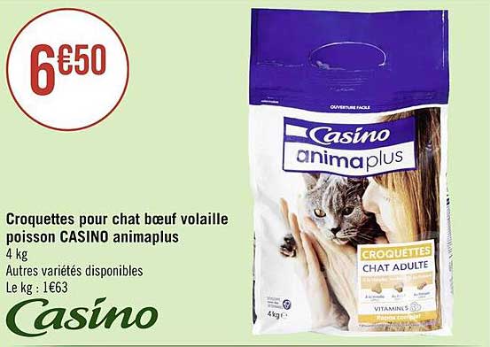 Croquettes Pour Chat Bœuf Volaille Poisson Casino Animaplus