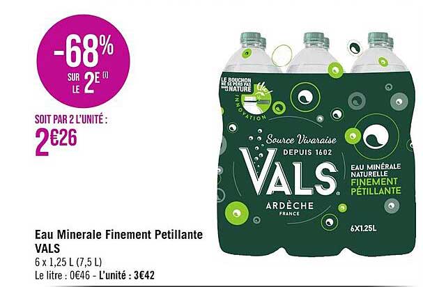 eau minérale finement pétillante vals
