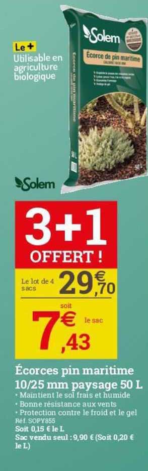 écorces pin maritime 10/25 mm paysage 50 l solem