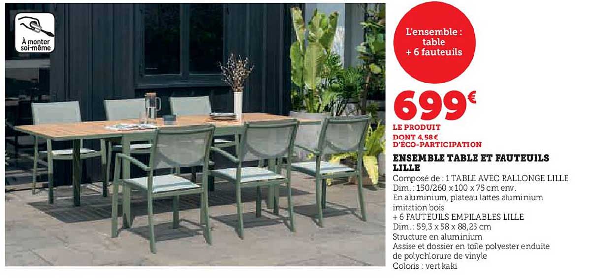 ensemble table et fauteuils lille