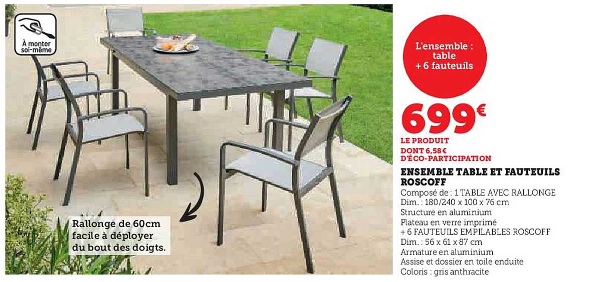 ensemble table et fauteuils roscoff