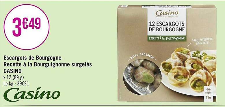 escargots de bourgogne recette à la bourguignonne surgelés casino