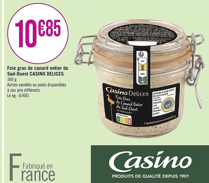 foie gras de canard entier du sud-ouest casino délices