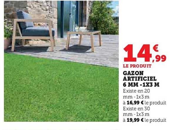 Gazon Artificiel 6 Mm - 1x3 M