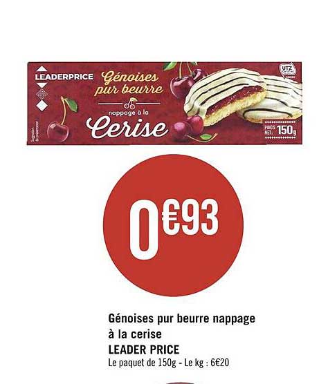 génoises pur beurre nappage à la cerise leader price