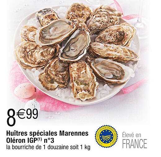 huîtres spéciales marennes oléron igp n°3