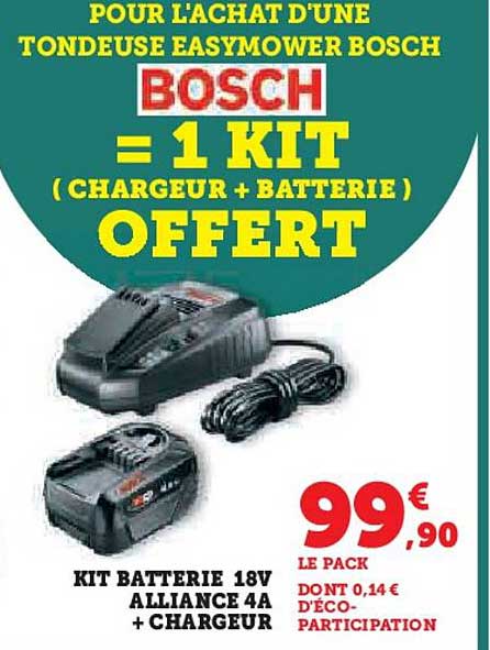 kit batterie 18v alliance 4a + chargeur