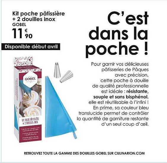 kit poche pâtissière + 2 douilles inox gobel