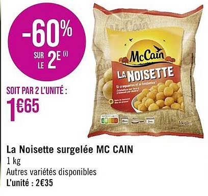 la noisette surgelée mc cain