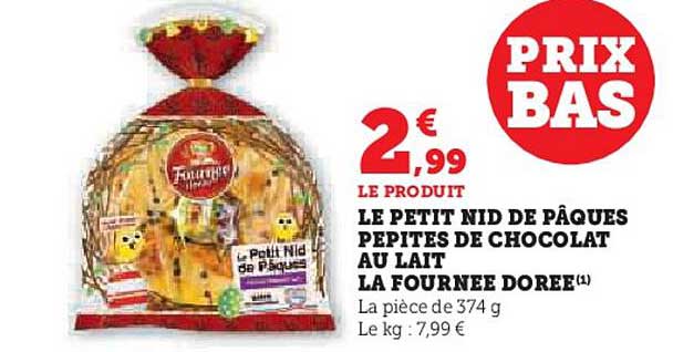 le petit nid de pâques pépites de chocolat au lait la fournée dorée