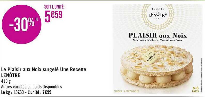 le plaisir aux noix surgelé une recette lenôtre