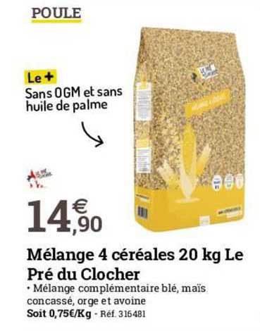 mélange 4 céréales 20 kg le pré du clocher