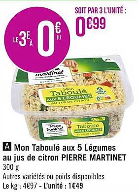 mon taboulé aux 5 légumes au jus de citron pierre martinet