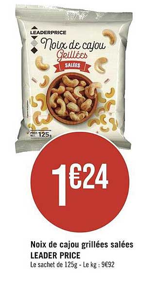 noix de cajou grillées salées leader price