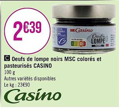 œufs de lompe noirs msc colorés et pasteurisés casino