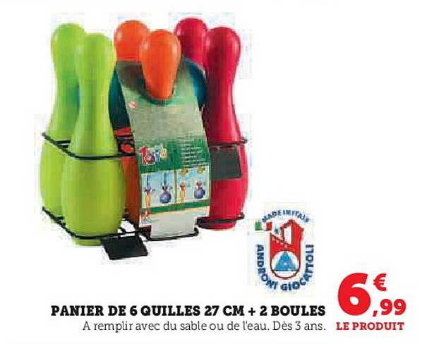 panier de 6 quilles 27 cm + 2 boules
