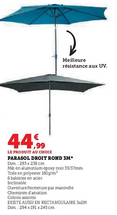Parasol Droit Rond 3 M