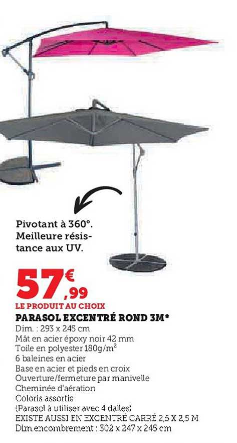 Parasol Excentré Rond 3 M