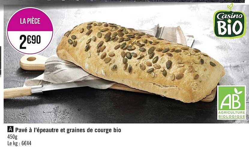 pavé à l'épeautre et graines de courge bio