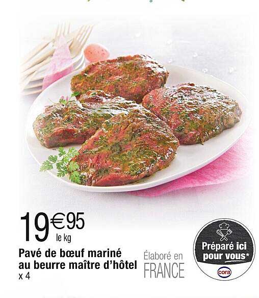 pavé de bœuf mariné au beurre maître d'hôtel