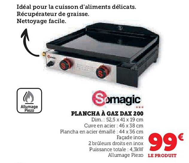 plancha à gaz dax 200 somagic