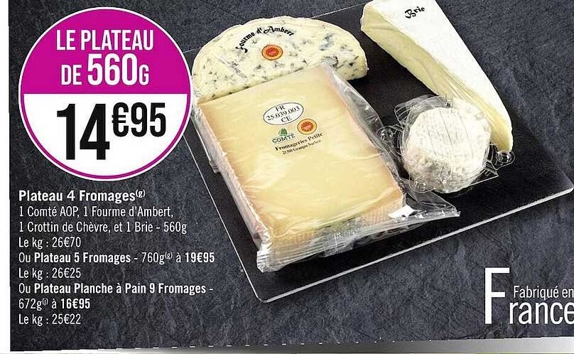 Plateau 4 Fromages Ou Plateau 5 Fromages Ou Plateau Planche à Pain 9 Fromages