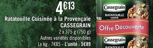 Ratatouille Cuisinée à La Provençale Cassegrain