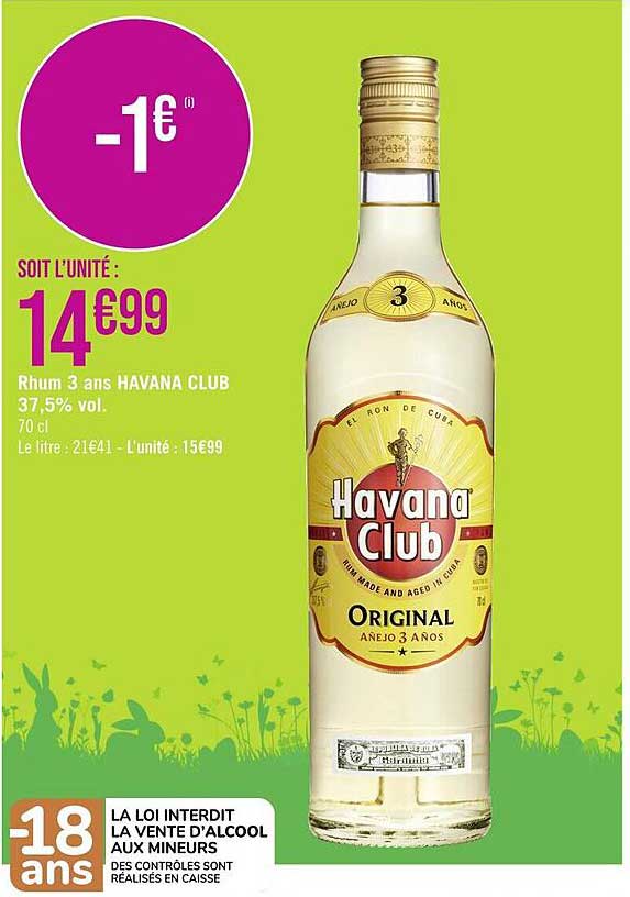 rhum 3 ans havana club 37,5% vol