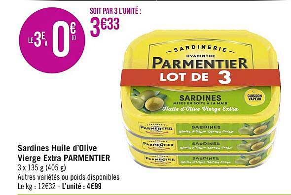 Sardines Huile D'olive Vierge Extra Parmentier