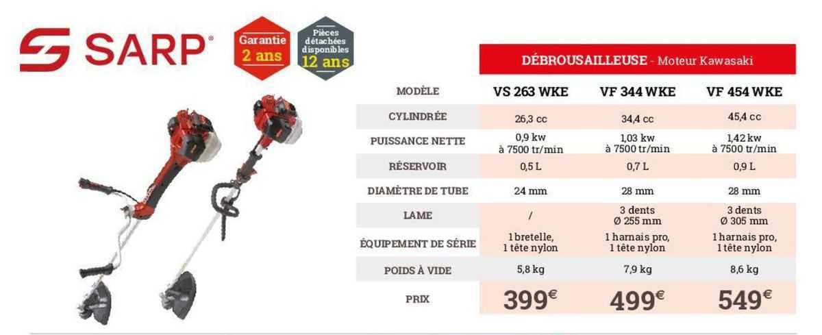 sarp débrousailleuse moteur kawasaki