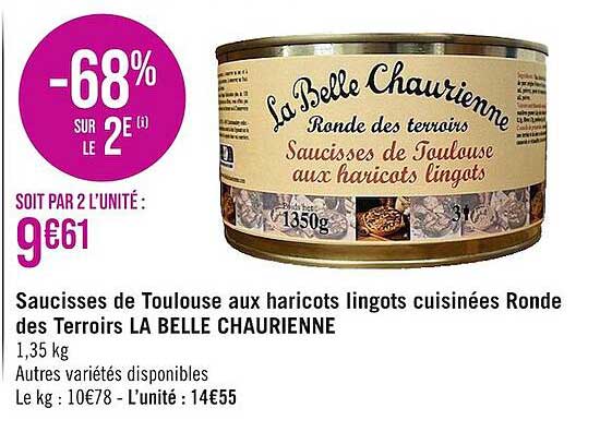 saucisses de toulouse aux haricots lingots cuisinées ronde des terroirs la belle chaurienne