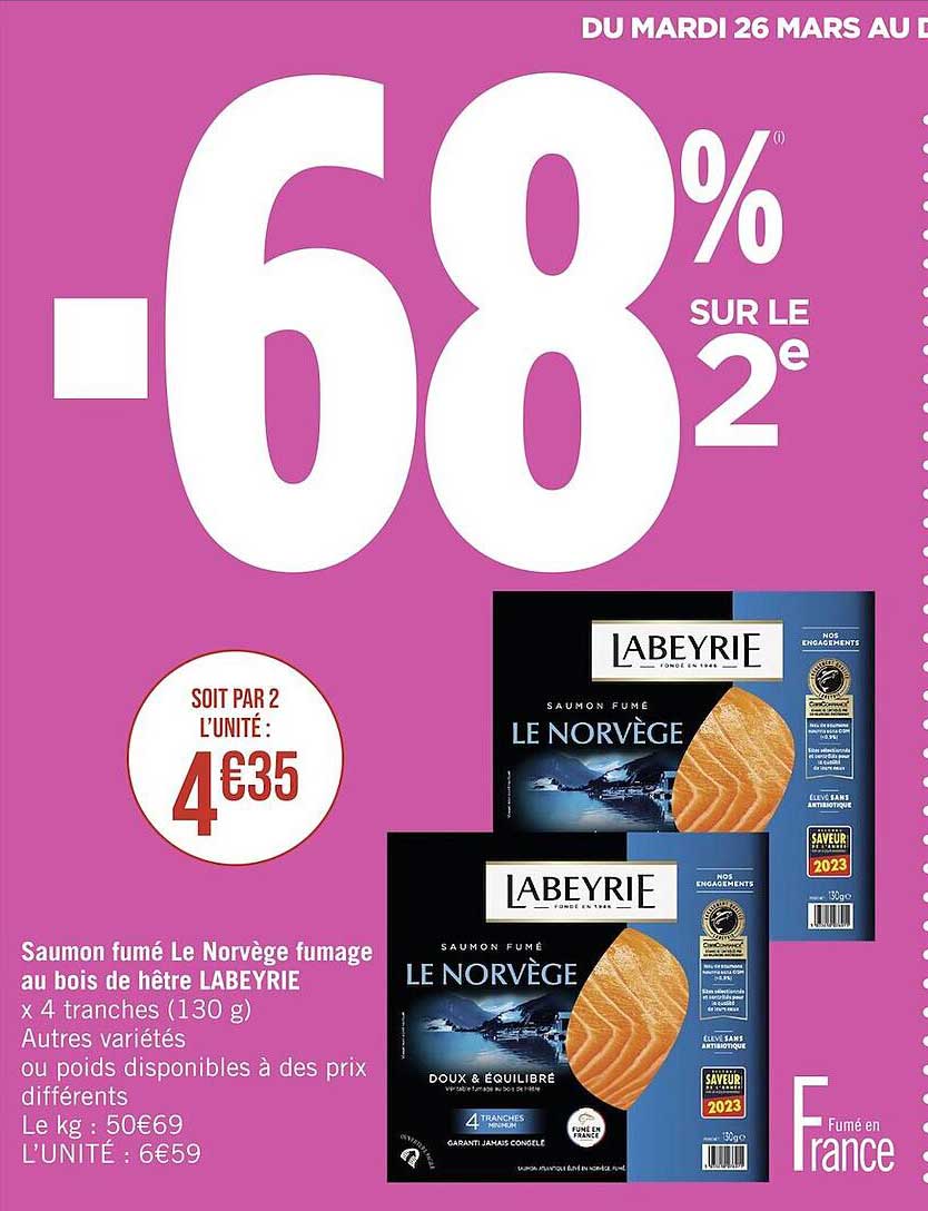 saumon fumé le norvège fumage au bois de hêtre labeyrie