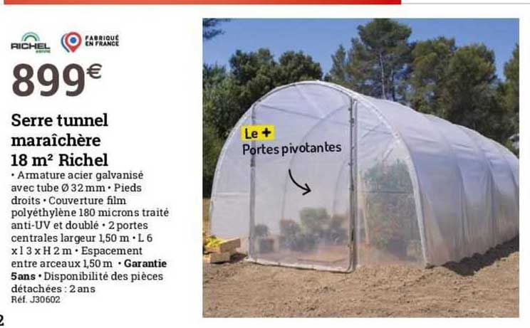 serre tunnel maraîchère 18 m2 richel