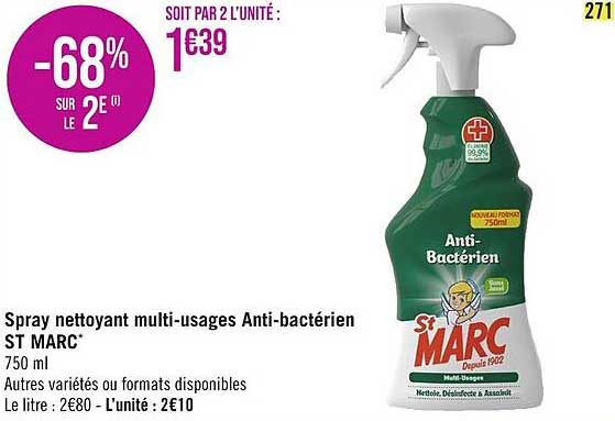 spray nettoyant multi-usages anti-bactérien st marc