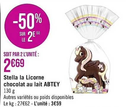 stella la licorne chocolat au lait abtey