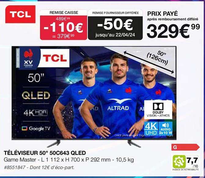 Téléviseur 50" 50c643 Qled Tcl 126cm