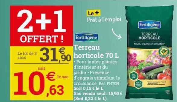 terreau horticole 70l fertiligène