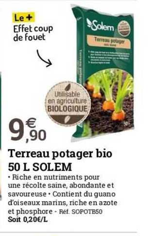 terreau potager bio 50 l solem