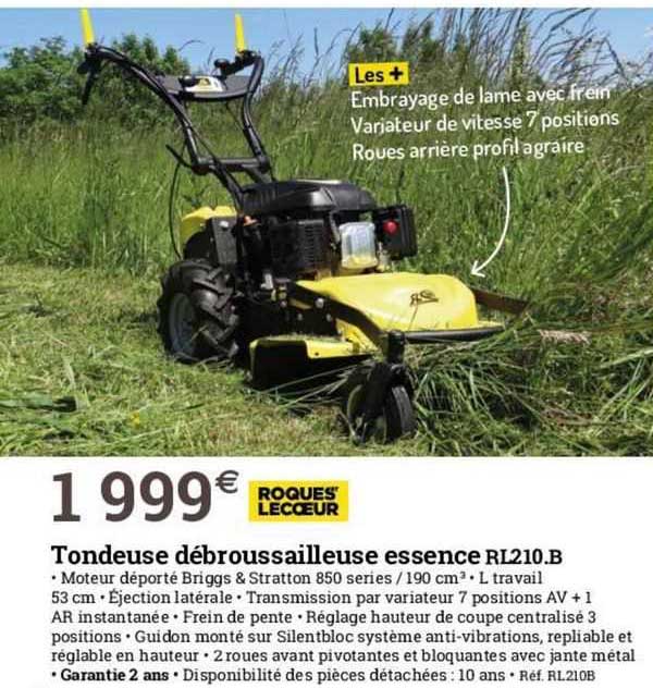 tondeuse débroussailleuse essence rl210.b roques lecoeur