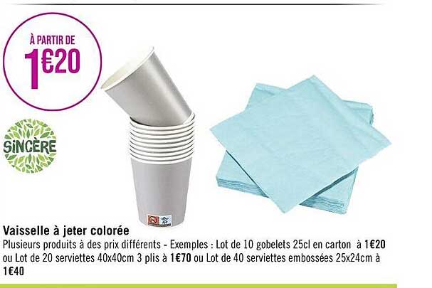 Vaisselle à Jeter Colorée Sincère