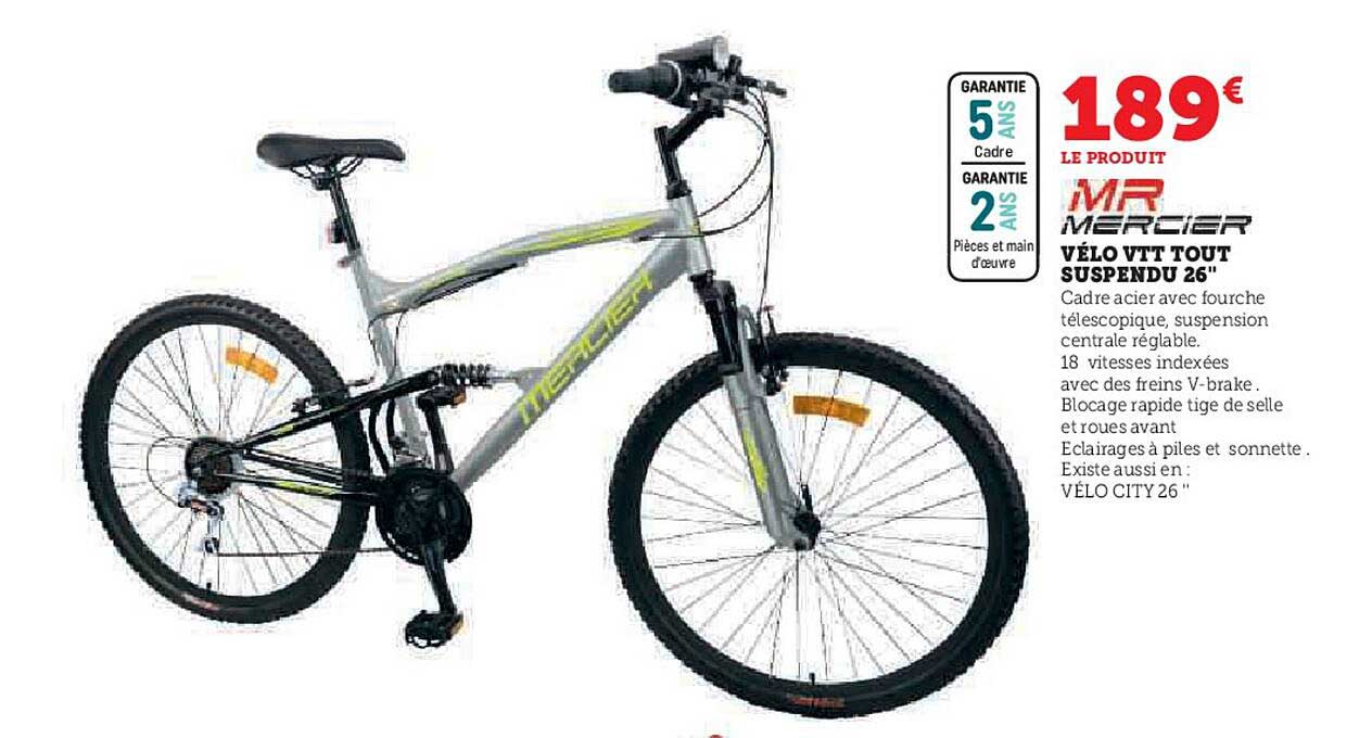 vélo vtt tout suspendu 26" mr mercier